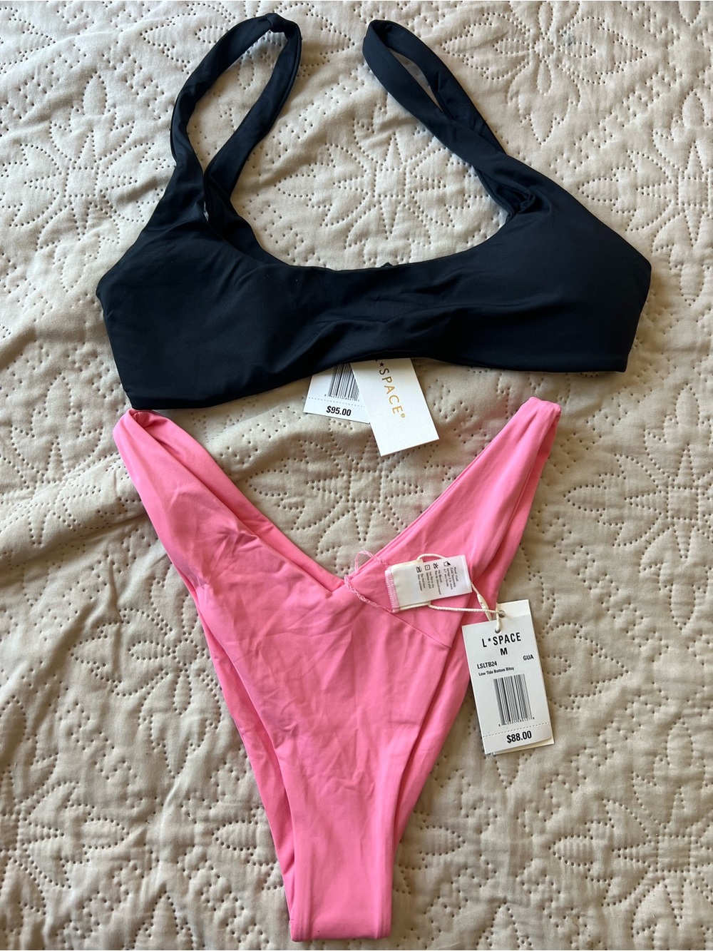 l*space Black Bikini Top with Pink High-Cut Bottom